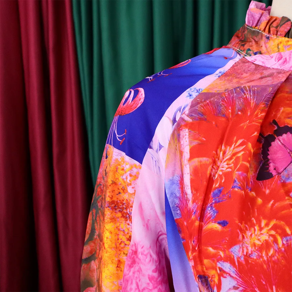 Plus Size Floral Women Dress Patchwork Print Elegant Loose Cloth Casual Luxury Long Robe 2023 Summer Evening Party New In Dress