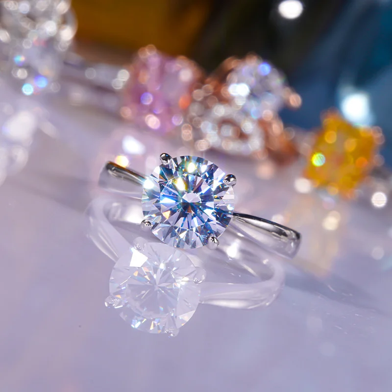 FENTTECI Moissanite Ring S925 Sterling Silver With 18k Gold Plated D Color Fine Jewelry Wedding Bands with Certificate for Women