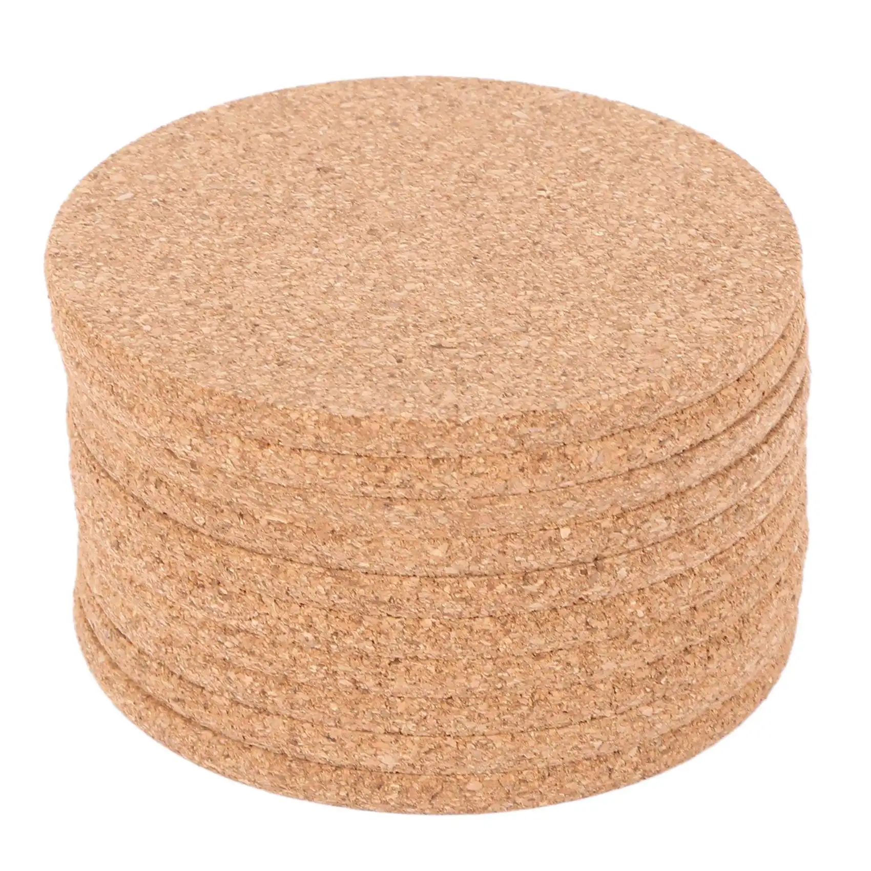 

Set of 10 Cork Bar Drink Coasters - Absorbent and Reusable - 90mm, 5mm Thick
