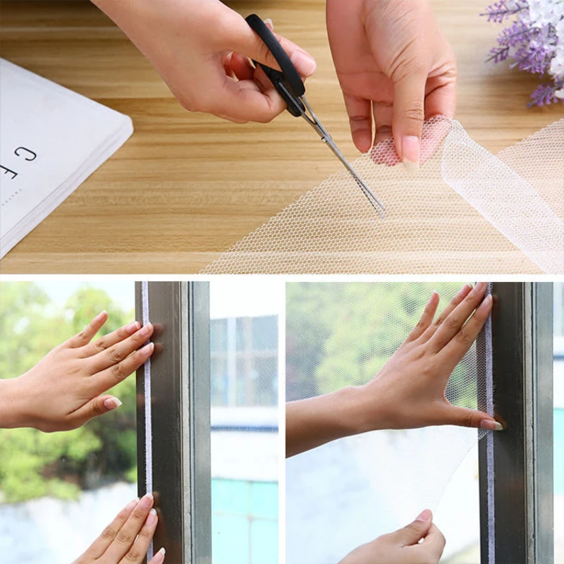 Insect mosquito windows with self-adhesive belt opening and closing mosquito nets can be cut, indoor fly nets, mosquito nets images - 6