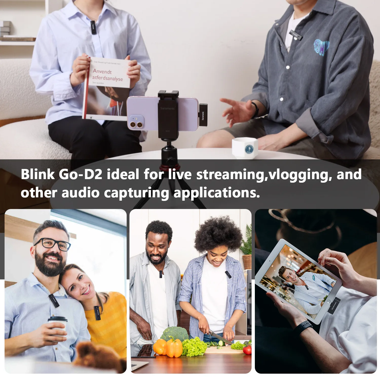 Профессиональный беспроводной петличный микрофон Saramonic Blink Go 2 4 ГГц для iphone Android |