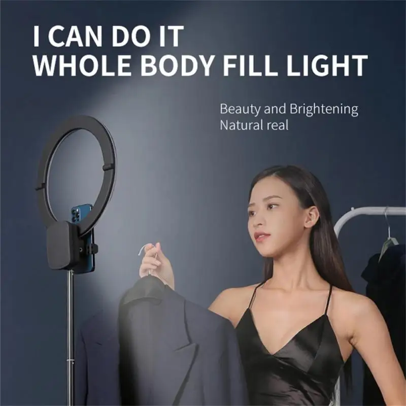 

Led Ring Lamp Black Integrated Bracket Three Color Temperature Environmental Protection Lamp Energy-saving Led Fill-in Light Tpu