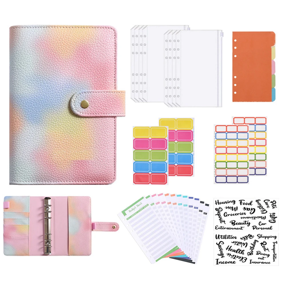 

Блокнот А6 Макарон с градиентом акварелью, ежедневник, органайзер для денег, конвертов с карманами, экономия денег