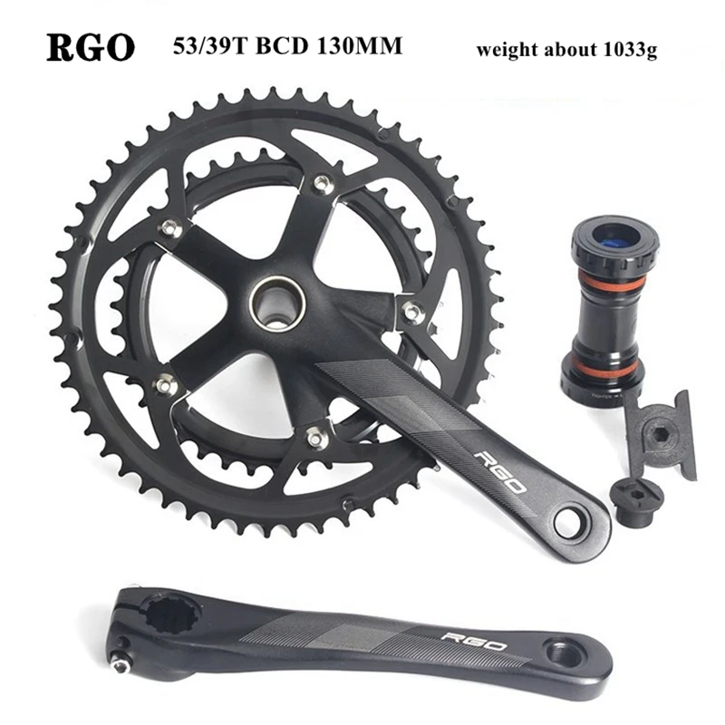 RGO Road Bike Crank 130BCD Hollow Double Disc 10/11 Speed Folding Bike Crank 53-39/50-34T Chain Ring Road Bicycle CrankSet