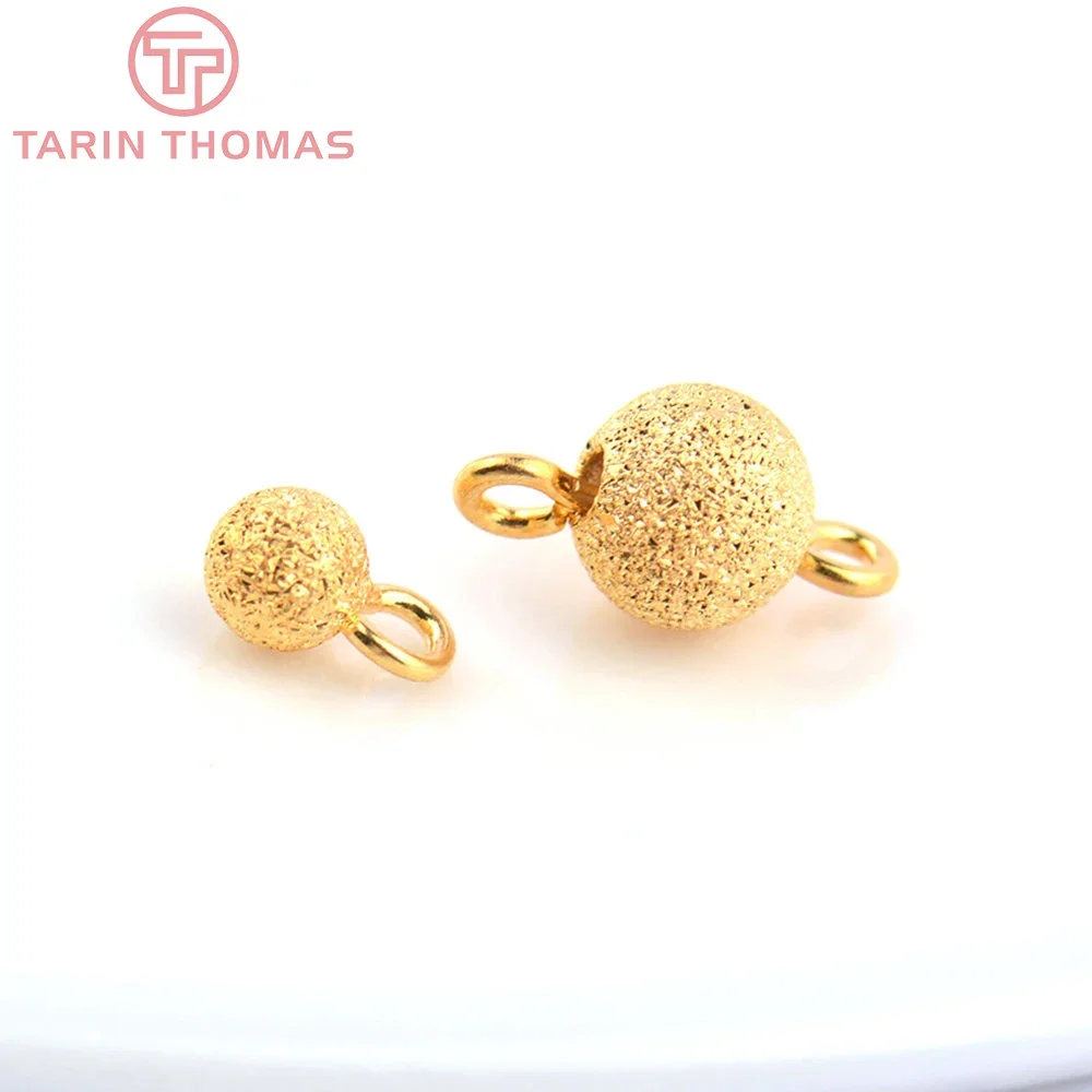 (4977) 12 шт. 6 мм 4 24 К золотого цвета латунные матовые бусины на конце круглые