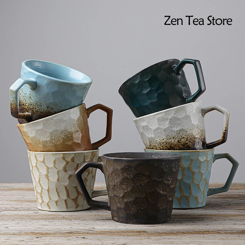 

350ml Ceramic Hanging Ear Coffee Cup Japanese Retro Handmade Rough Pottery Kiln Becomes Mug Household Large-capacity Tea Cup