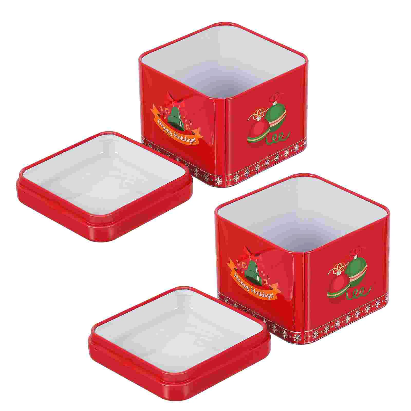 

2pcs Useful Practical Christmas Tinplate Box Tinplate Jars for Party Gift Christmas