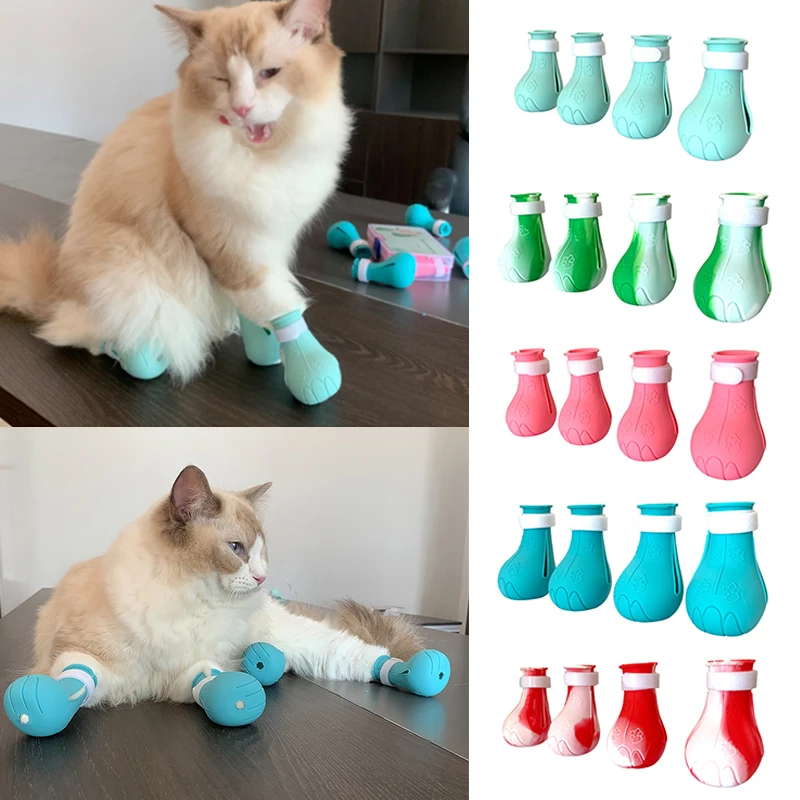 

Anti-biting Bath Washing Cat Claw Cover Cut Nails Foot Cover Pet Paw Protector Anti-Scratch Cat Shoes Boots Adjustable Supplies