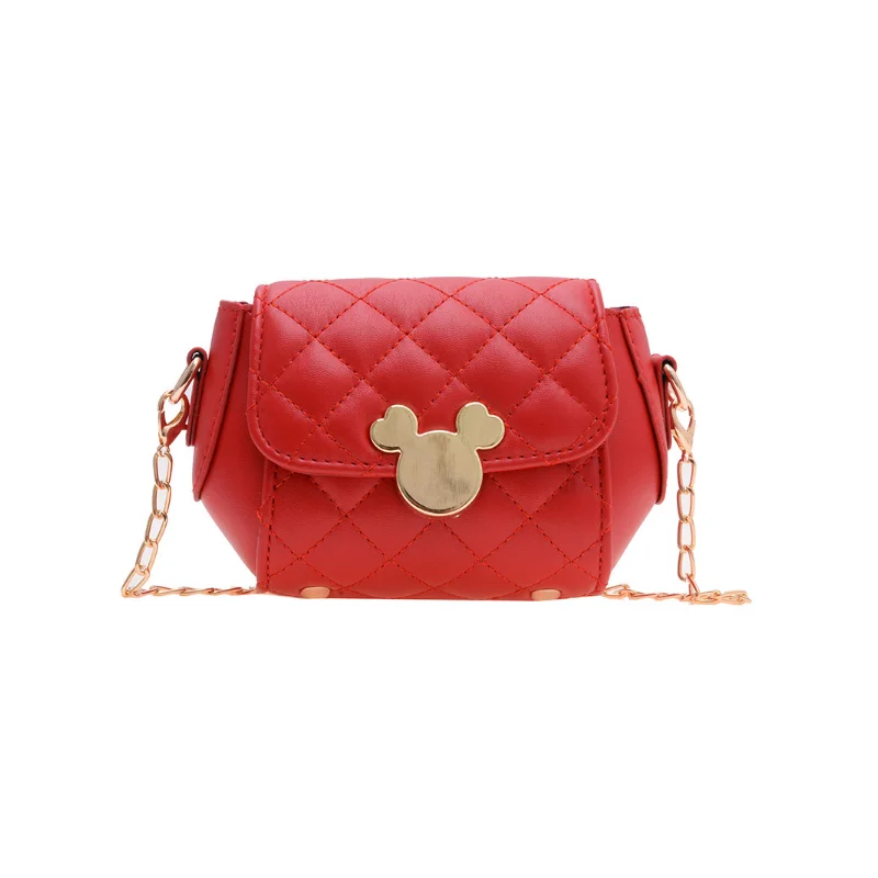 Disney Mickey Shoulder Bag for Girls Women with Chain Cartoon Solid Color Crossbody Bag Large Capacity Shopping Bag