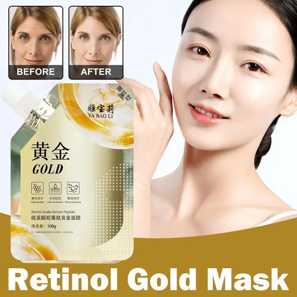 

Retinol Snake Venom Peptide Gold Mask Improve Skin Dullness Firmness Brighten Face Skin Hydrating Moisturizing Apply Mask Cream