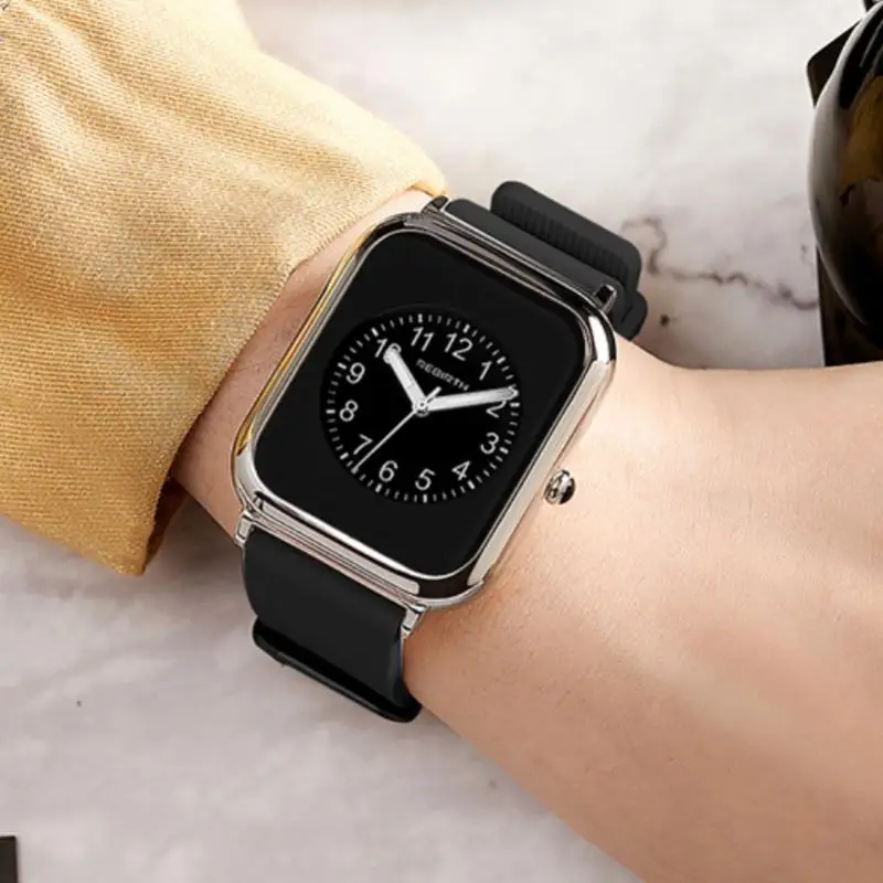 Женские наручные часы REBIRTH с резиновым ремешком розовые для женщин кварцевые