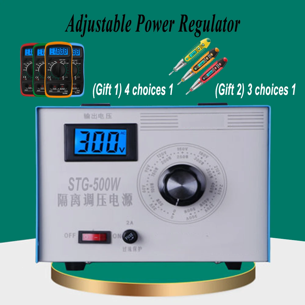 

Isolation Voltage Regulator STG200W 500W AC Power Supply 0-250V/300 50-60HZ Single-phase Input 220V Adjustable Power Transformer