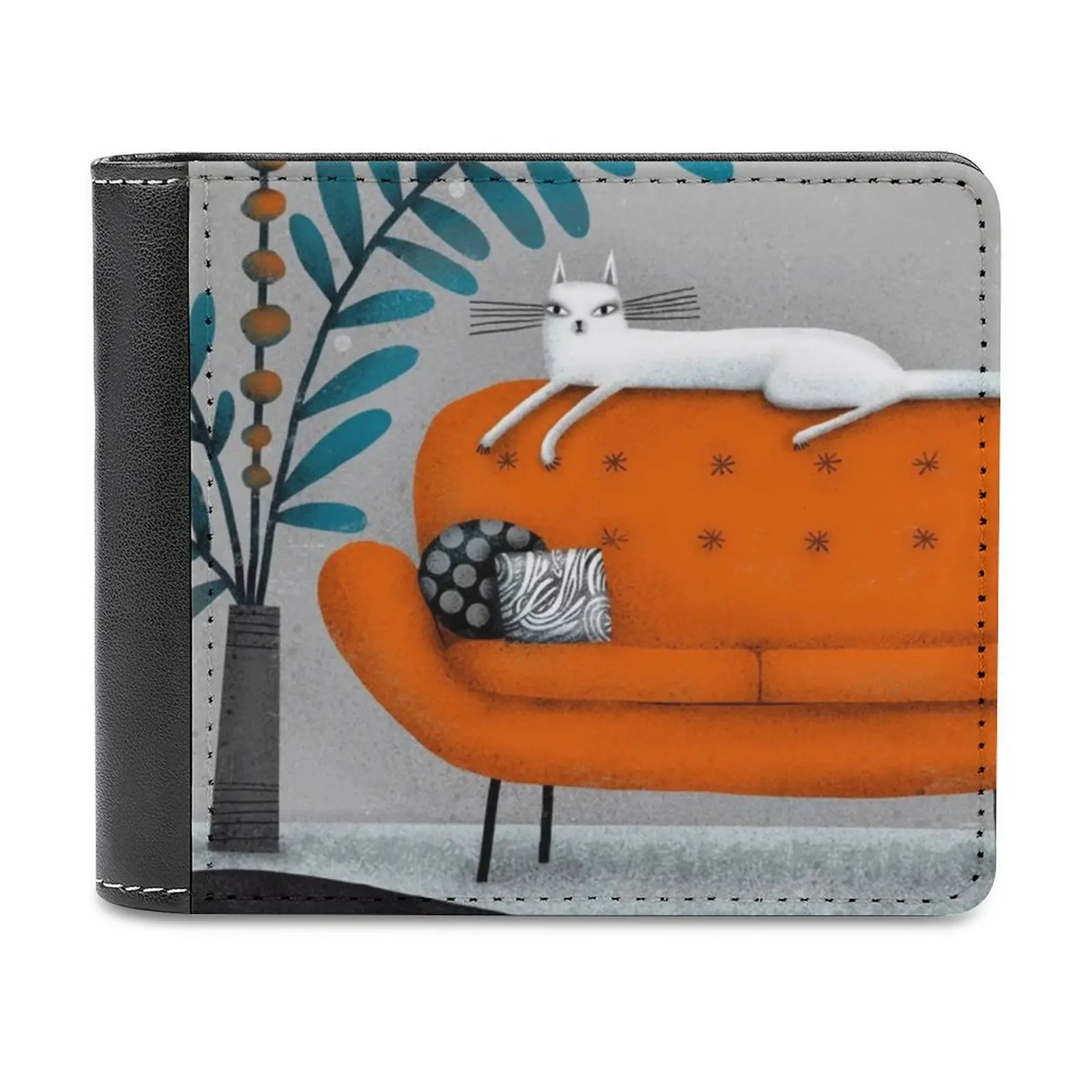 Кошелек из оранжевой кожи для хранения кредитных карт Luxury Wallet Cat Dog белый и черный, милые.