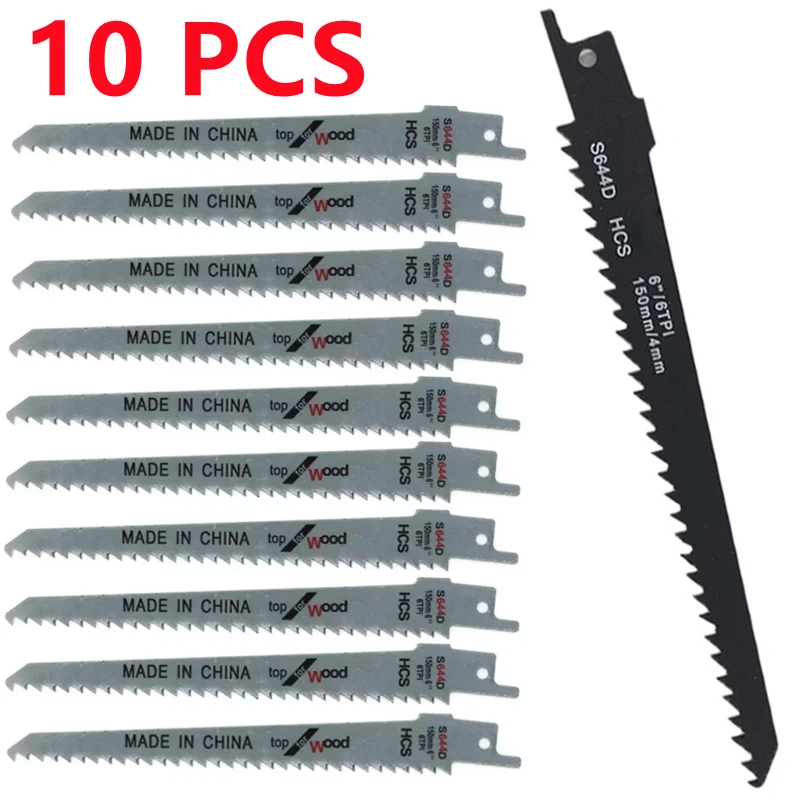 

Ground Teeth S644D 6Inch 6TPI HCS 150mm Reciprocating Saw Blade Top for Wood Cutting Fast Straight Cut Wood/Plastic Pipe Saber