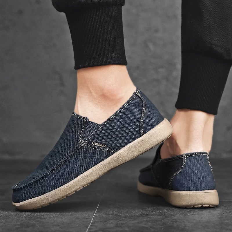 

Men Classic Canvas Casual Lazy Shoes Moccasin Fashion Slip On Loafer shoes Washed Denim Vulcanized Flat Shoes S12730-S12742 Dn