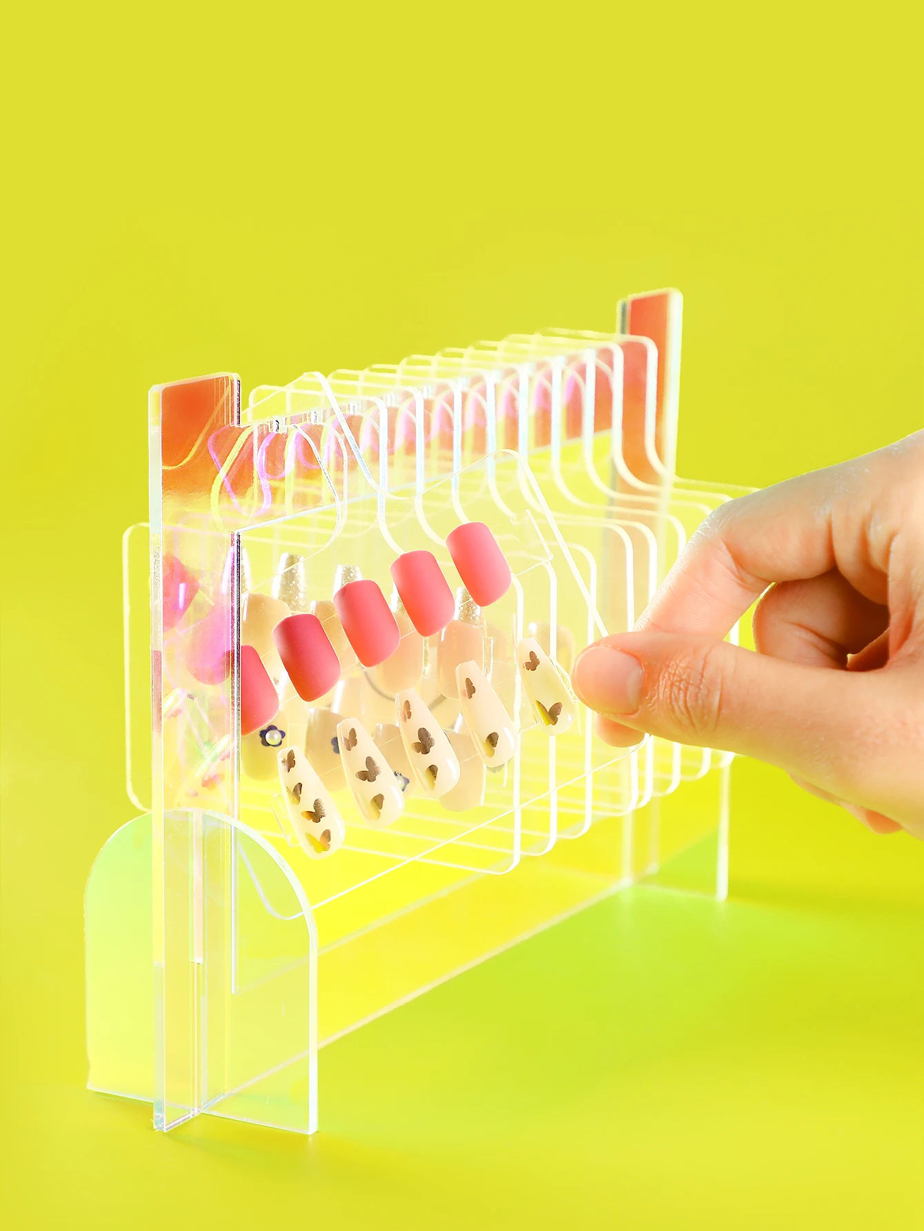 

1 шт. прозрачный Стенд для дизайна ногтей многоцветные накладные ногти акриловая демонстрационная доска Лак для ногтей выберите маникюрную...