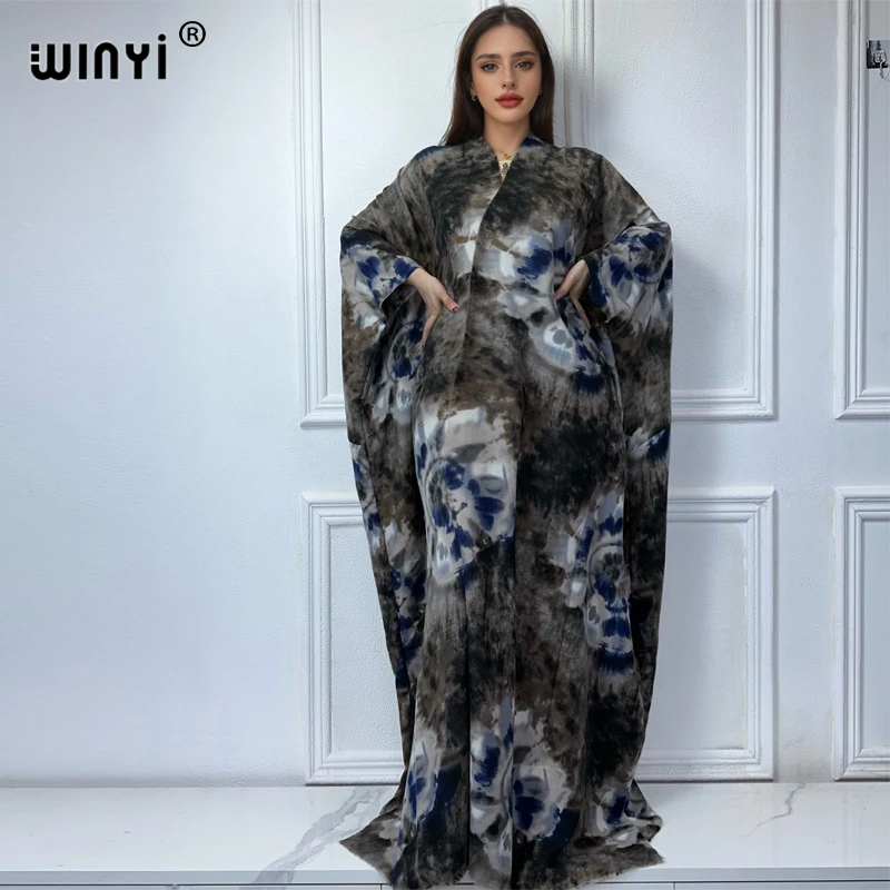 Зимние африканские женские наряды WINYI абайя для женщин пальто кимоно с открытой
