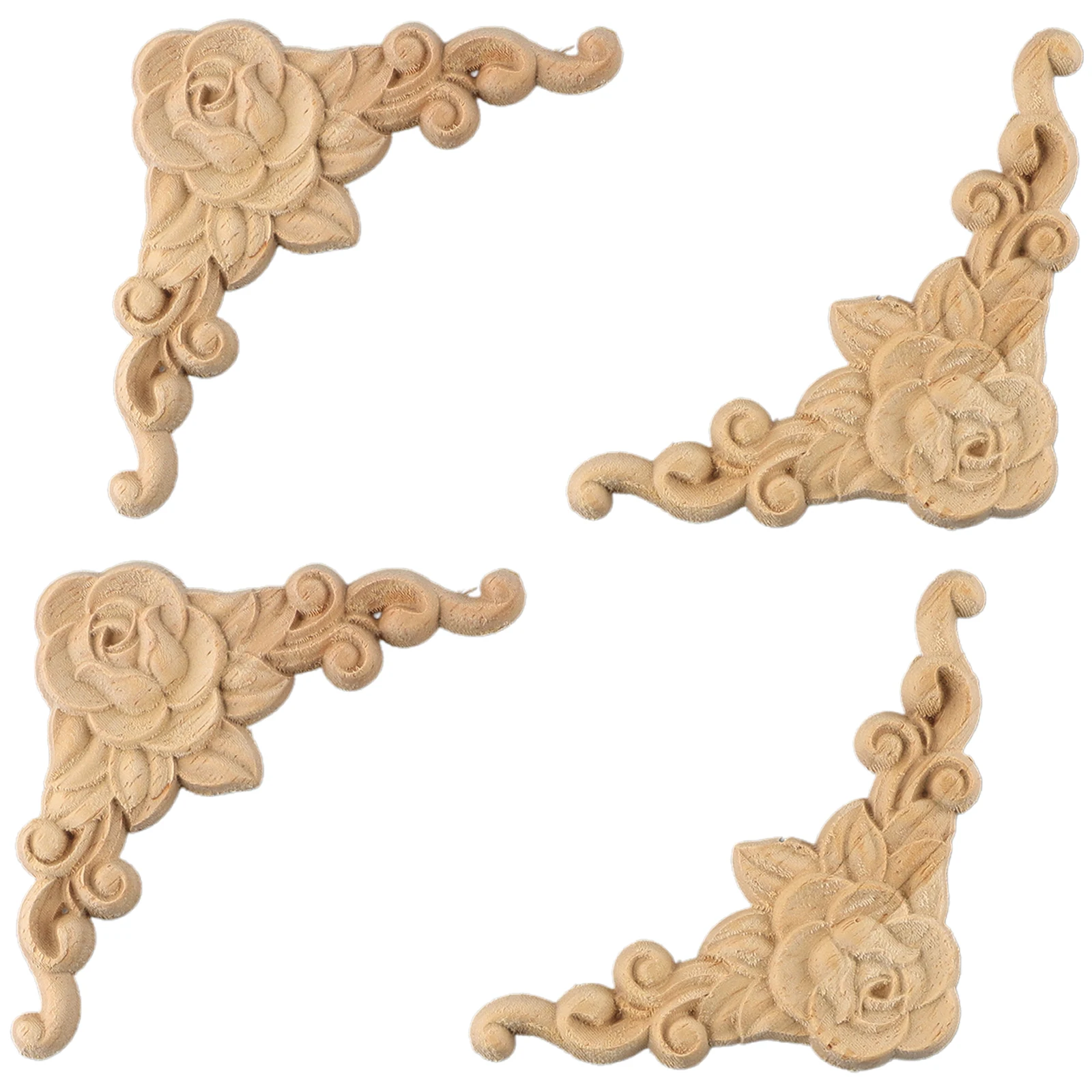 4 шт. деревянные резная аппликация в виде цветов