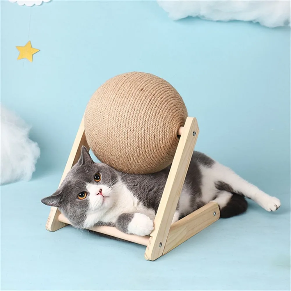 

Cat Scratching Ball Wood Stand Pet Furniture Sisal Rope Ball Toy Kitten Climbing Scratcher Grinding Paws Scraper Toys For Cats