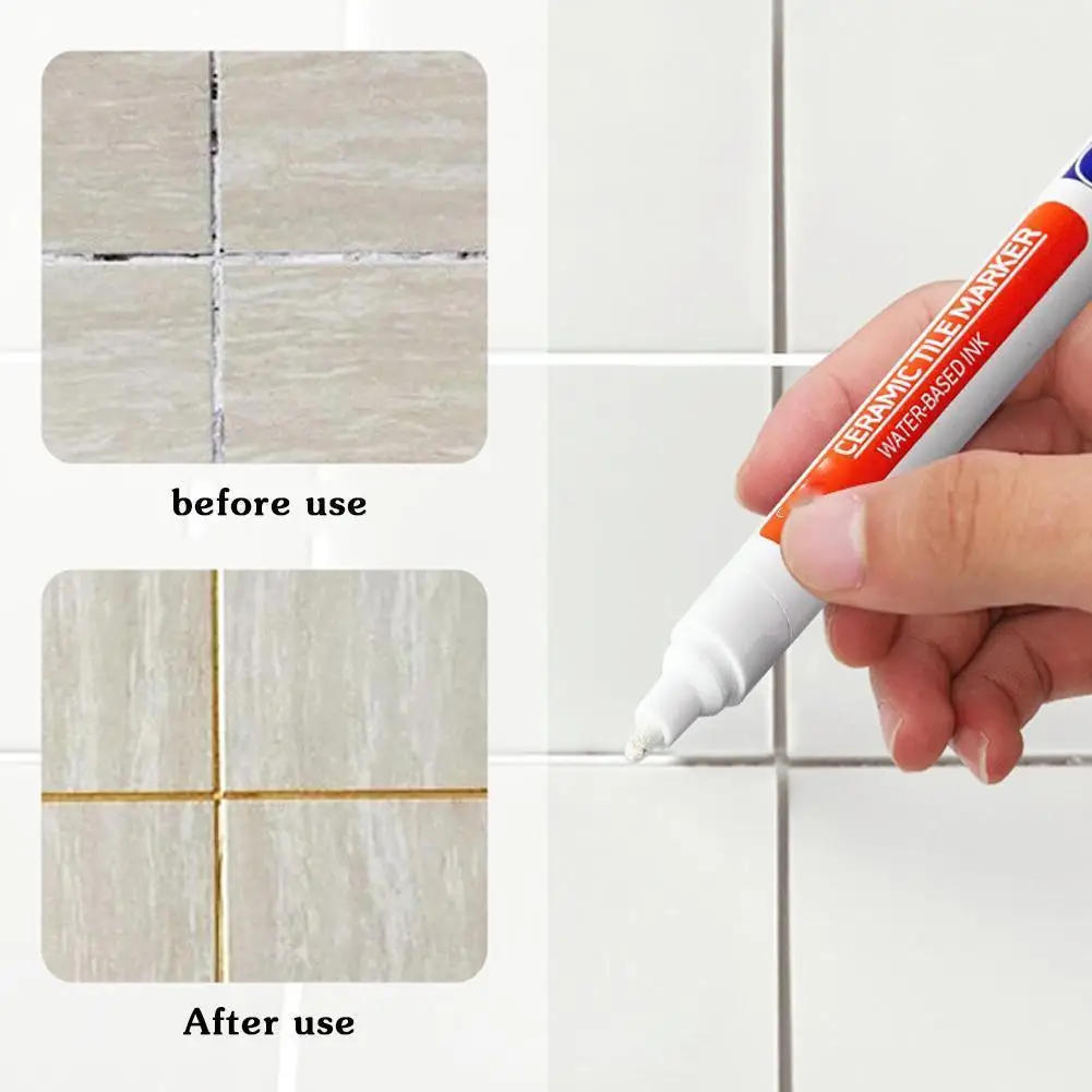 

Waterproof White Tile Marker Grout Pen Wall Tiles Floor Seam Bathroom Agents Decontamination Pencil Paint Repair Cleaner F7Q8