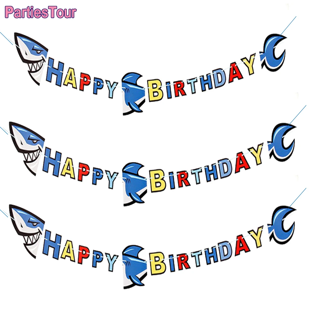 Праздничное украшение в виде акулы на день рождения баннер-гирлянда форме флаг