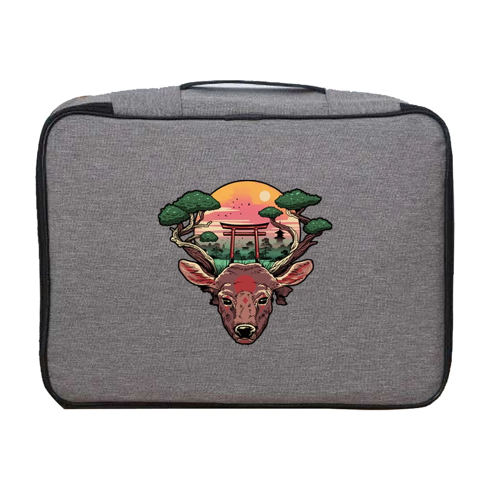 Briefcase Handbag Unisex Outdoor Travel Credentials Credit Card Luggage Japan Print Storage Bag Waterproof Documents Organizer