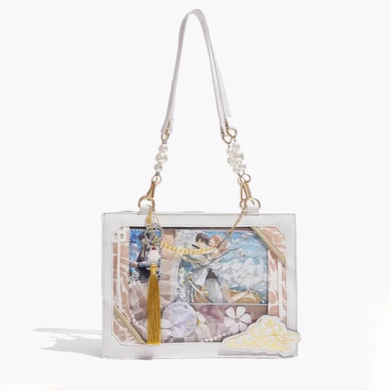 Сумка-тоут из искусственной кожи с жемчугом Y2k Dragon японская комбинированная