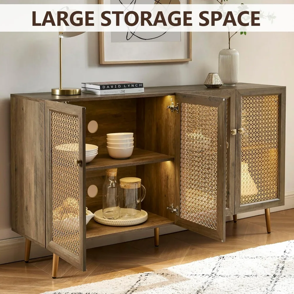 Большой буфет-буфет 63 дюйма со светодиодной подсветкой акцентный шкаф для