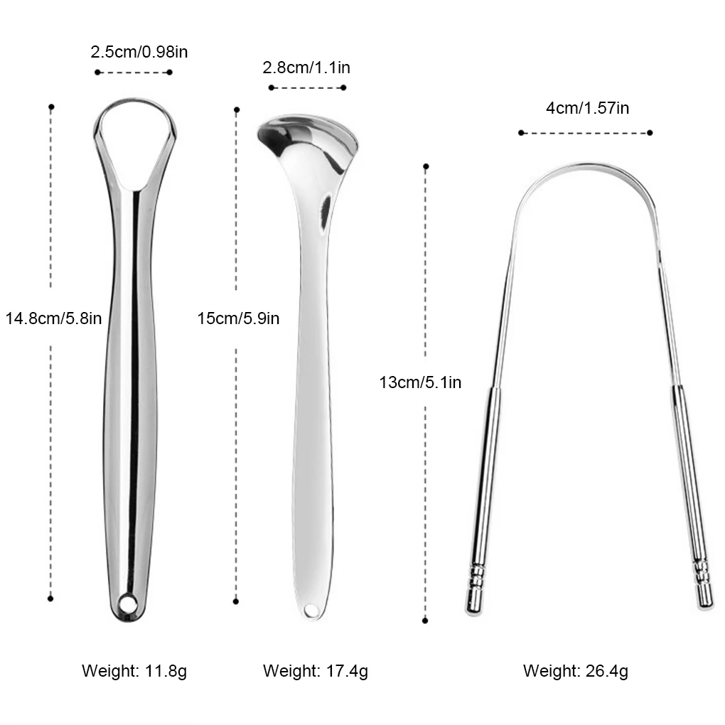 1/2/3  Stainless Steel Tongue Scrapers with Travel Case Handheld Bad Breath Tools Tooth Stain Kit Health Care Silver images - 6