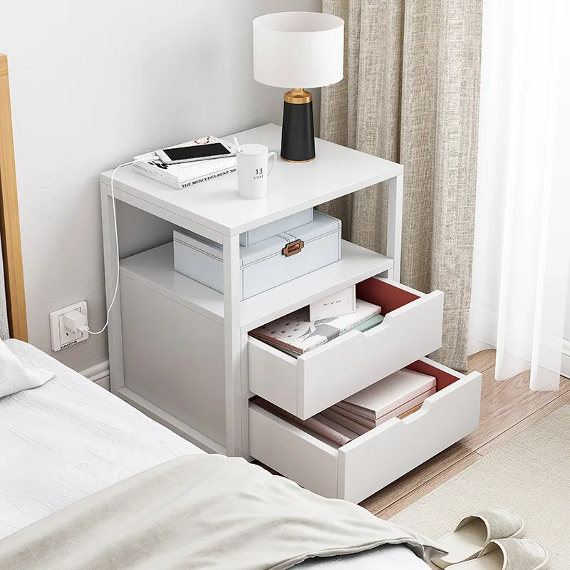 

Nordic Ins Light Luxury Bedroom Bedside Table Iron Simple Modern Small Apartment Multi-Functional Bedside Storage Locker