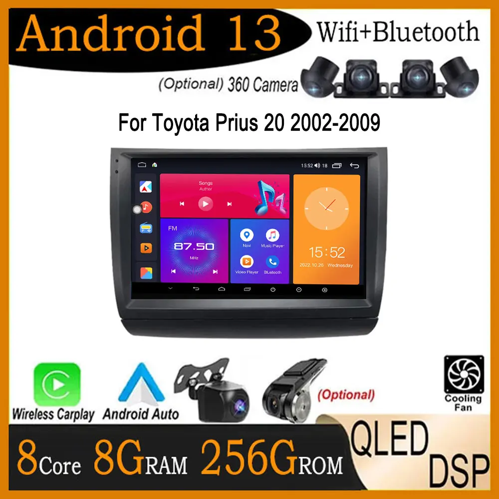 

IPS QLED Android 13 для Toyota Prius 20 2002-2009 Автомобильный 4G Wifi Радио Мультимедийный видеоплеер GPS Навигация стерео