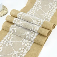 30180cm burlap lace table runner for weddings home hessian rustic jute thanksgiving christmas baby party decoration table decor