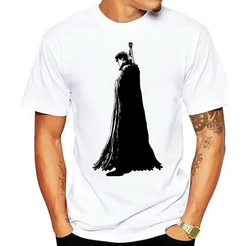 

Berserk Anime Guts Black Swordsman Art Men's T Shirt White Summer Style Hip Hop Men T-Shirt Tops