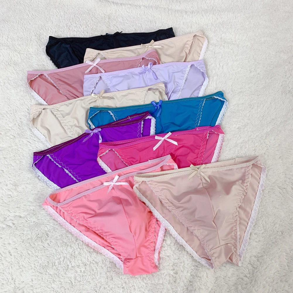 

Sexy Men Ice Silk Sheer Bulge Pouch Bikini Briefs Thongs Underwear Underpants Panties U Convex Lingerie Briefs