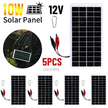 1-5PCS 10W 12V Solar Panel Outdoor Waterproof Portable Cell Power Bank Battery Solar Charger for Mobile Phone Battery Charging 