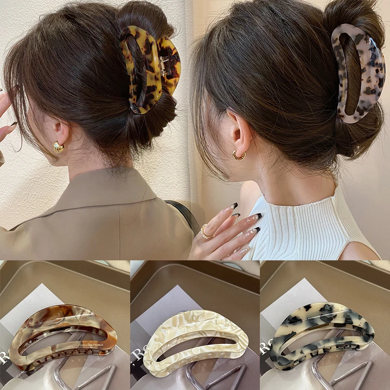 

2023 Acetate Crescent Hair Claw Clip For Women Girls Large Leopard Hair Clips Chic Hairclip Barrettes Crab Hairpins Clamp