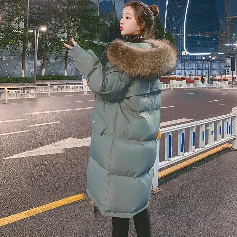 

2022 New Women Winter Down Padded Jacket Warm Thicken Oversize Cotton Coat Korean Loose Big Fur Collar Parkas Coat Winter Jacket