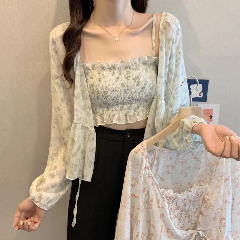 Модная Солнцезащитная одежда с длинным рукавом и принтом комплект из двух