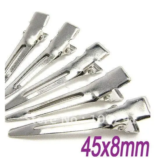 

1000pcs 45xc8mm DIYJewelry Findings hair accessory Rhodium Plated tip flat metal hair alligator clip