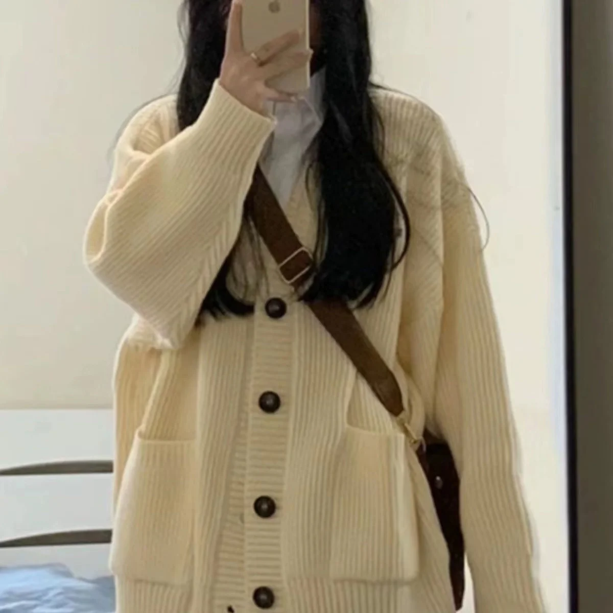 Кардиган вязаный серый свитер куртка весна-осень 2023 новая женская одежда