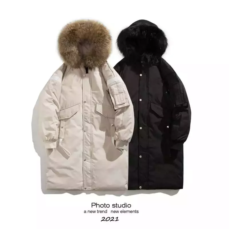 2022New Down Jacket Thicken Long Parka Coat Hooded Warm Lengthen Parka Coat White Duck Down High Quality Male New Winter Overcoa
