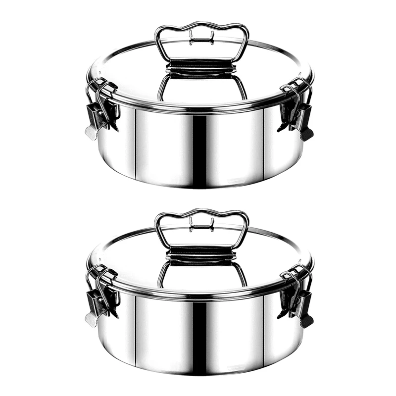 

New 2X Stainless Steel Flan Mold With Lid And Easy Lift Handle, Accessories For 6, 8 Qt Baking, 2-Qt Cake Pan