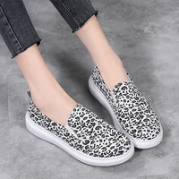 new womens shoes leopard canvas shoes flat loafers large size casual shoes slip on sneakers comfortable casual shoes moccasin