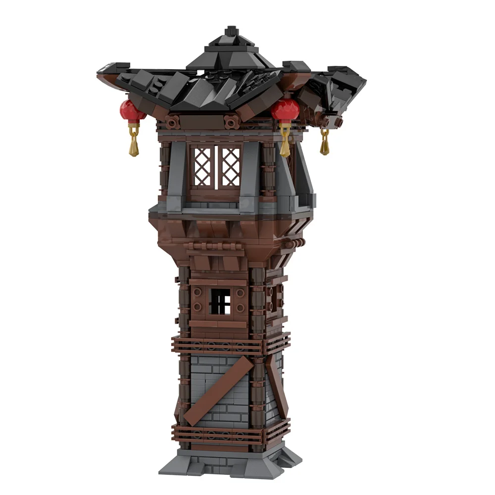 Фото Gobricks MOC модульные азиатские часовые башни строительные блоки львы рыцари часы TowerBricks DIY собранная игрушка для детей подарок №1