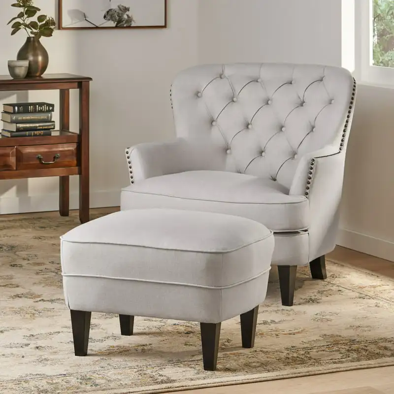 

Torrin Modern Contemporary Tufted Natural Fabric Chair and Ottoman Sets