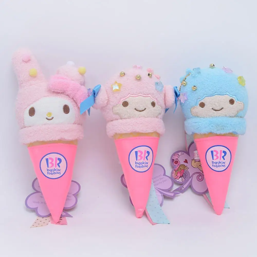 

Sanrio Melody Key Chain Girl Little Twin Star 13Cm Cute Ice Cream Cone Plush Doll Kawaii Soft Stuffed Gift for Friends Childrens