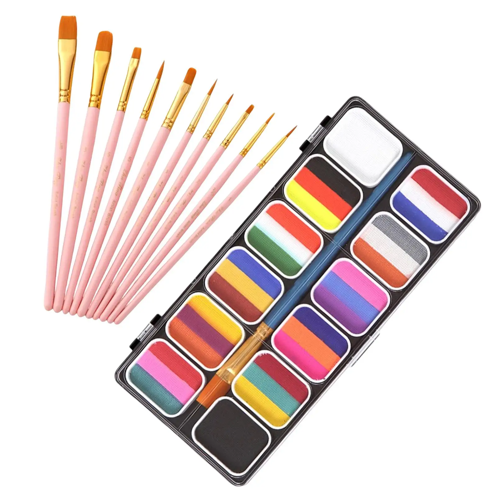 

Face Body Paint, 12 Colors Painting Palette Makeup Kit with 10Pcs Professional Artist Brushes for Halloween Cosplay Party