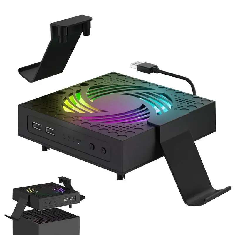 

Охлаждающий вентилятор для игровой консоли, трехскоростная регулировка, вентилятор радиатора для игровой приставки, Цветной RGB-подставка для док-станции, для xbox серии X