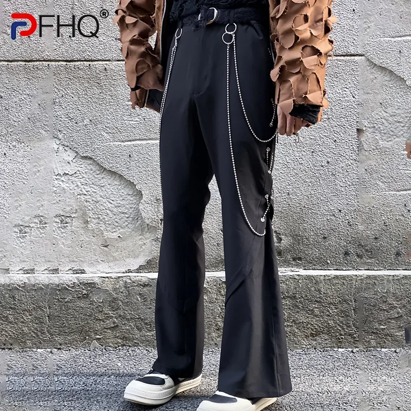 

PFHQ 2023 New High Quality Men's Casual Bell-bottoms Pants Niche Design Wide Leg Korean Male Elegant Stylish Trousers Streetwear