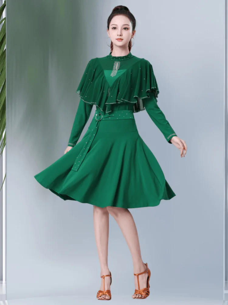 Женская юбка для бальных танцев Однотонная с завышенной талией